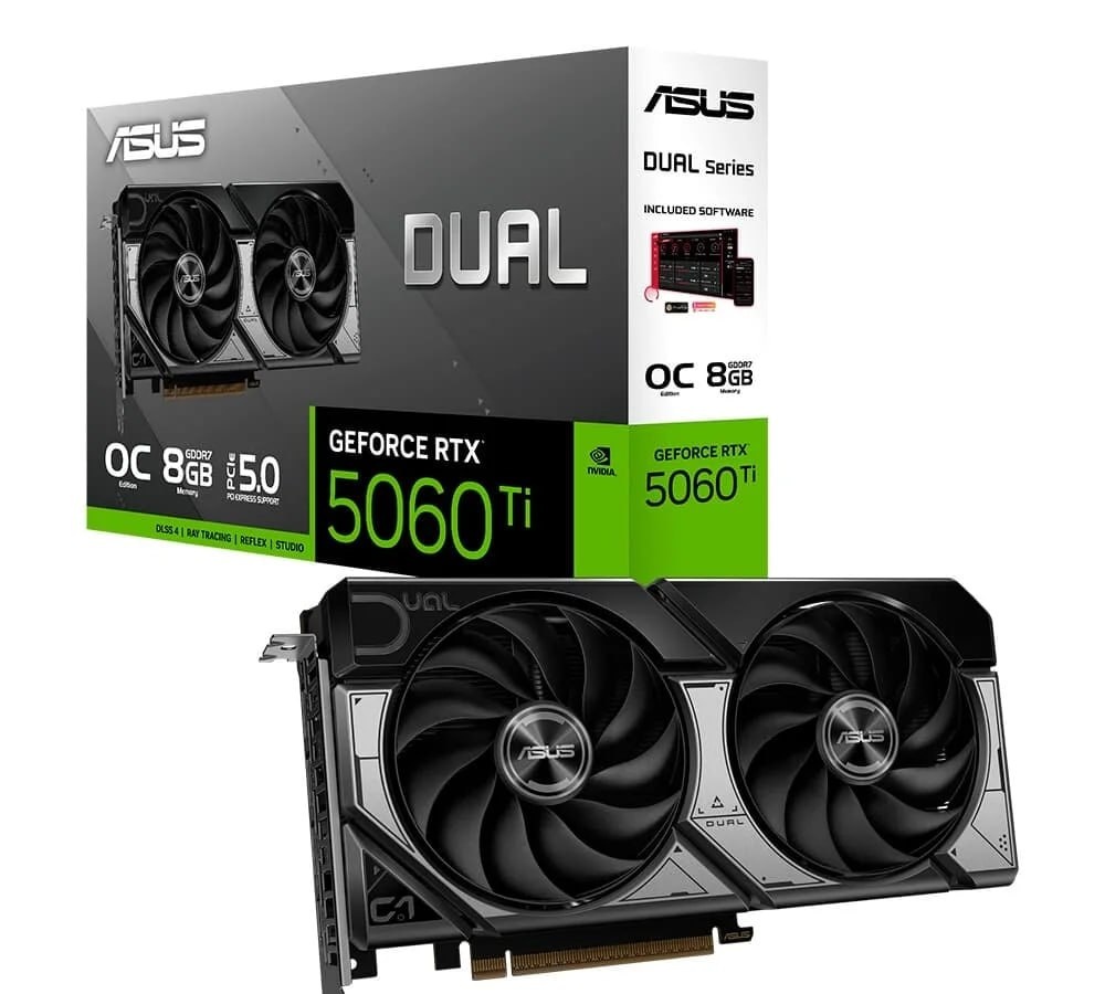 Placa de Vídeo ASUS RTX 5060 TI DUAL O8G NVIDIA GeForce, 8GB, GDDR7, DLSS, Ray Tracing 90YV0MP2-M0NA00