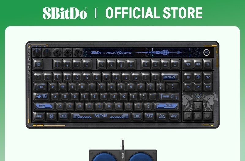 Teclado Gamer Mecânico 8BitDO Mecha BREAK, Wireless, Trimode, 75 87 teclas, RGB, 4000mAh