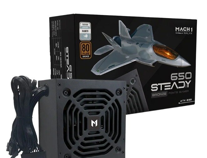 Fonte MACH1 Steady, 650W, 80 Plus Bronze, PFC Ativo, Preto - 650Steady