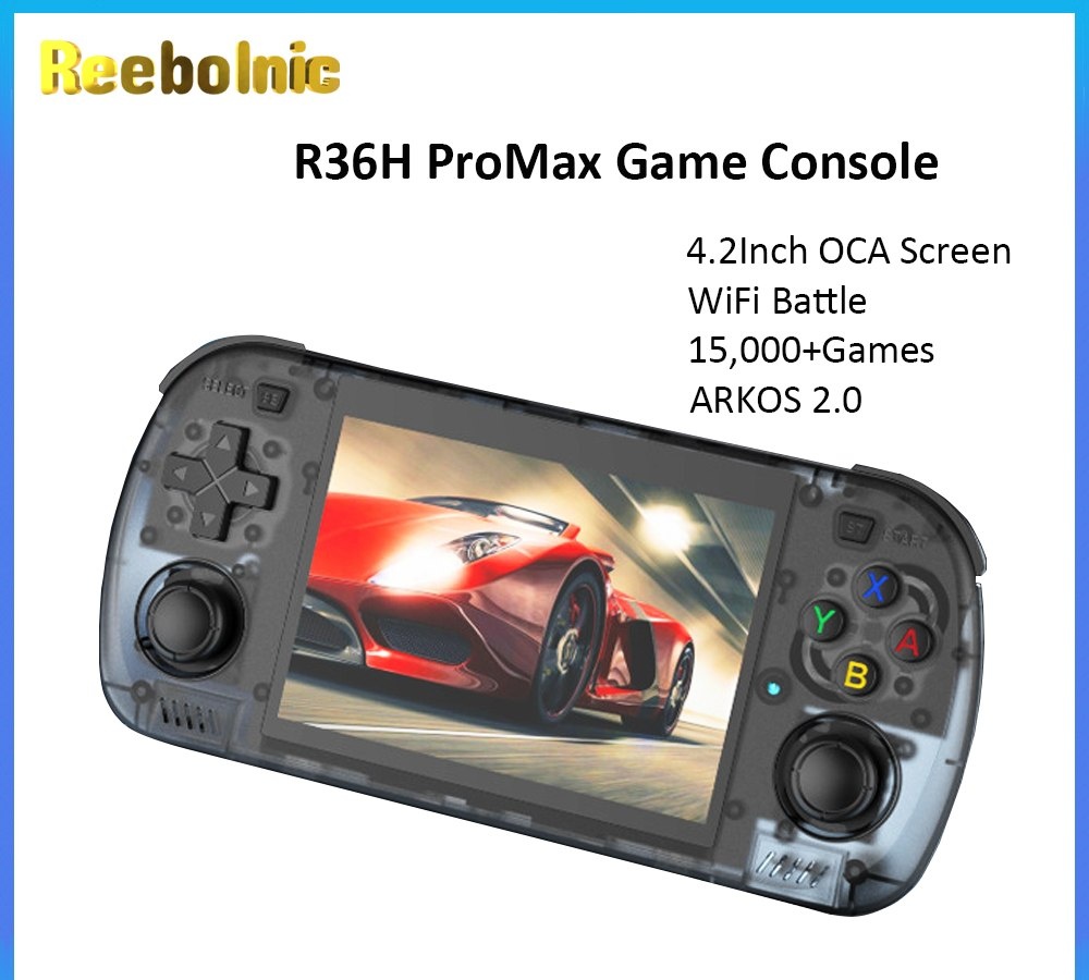 Console Portátil Reebolnic R36H ProMax, 4.2 Polegadas, RK3326, Arkos2.0, 64GB