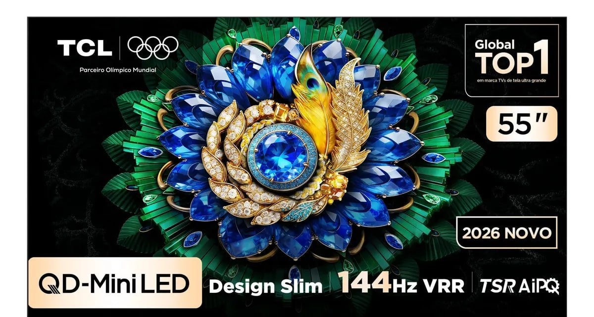 Smart TV TCL 55 Polegadas QLED Mini LED 4K A400M WiFi Bluetooth Google TV HDR10 144 Hz VRR 55A400M