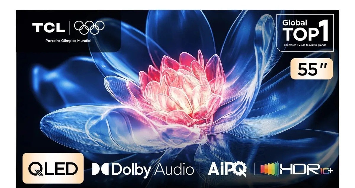 Smart Tv Tcl 55 Polegadas Qled 4K T6c WiFi Bluetooth Google Tv Tela Hva e Hdr10 55T6c