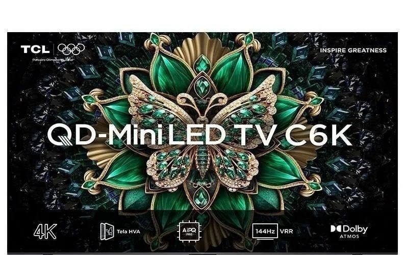 Smart Tv 55 Tcl 4K Uhd MiniLED 55C6k 120Hz Google Tv AiPQ Google Assistente 4 Hdmi 2 Usb
