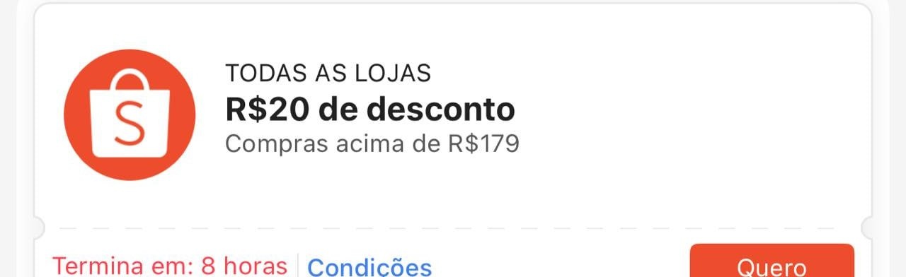 Novo Cupom Shopee
