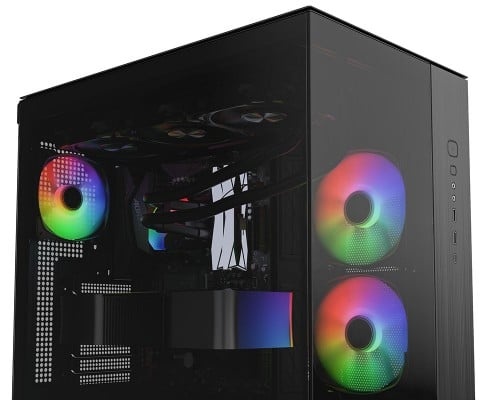 Gabinete Montech King 65 Pro, Mid Tower, ATX, Vidro temperado, Preto  3 Fans ARGB