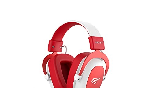 Havit Headphone Fone de Ouvido H2002d Red, Gamer, com Microfone, Falante 53mm, Plug 3, 5mm compatível com XBOX ONE e PS4, HV-H2002d Cor Vermelho e Branco