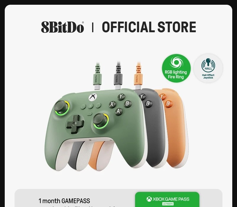 Controle PARA XBOX com fio - 8Bitdo Ultimate C para Xbox, licenciado para Xbox, com Hall Effect. Compatível com PC, ou Xbox Series X, Series S ou Xbox One