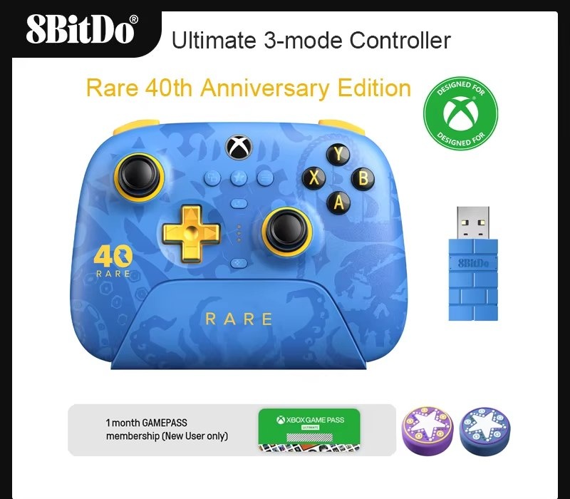 Controle para Xbox SEM FIO 8BitDo Ultimate trimode - Edição rara de 40o aniversário para Xbox Series X  S e Xbox One, Apple, Windows PC e Android