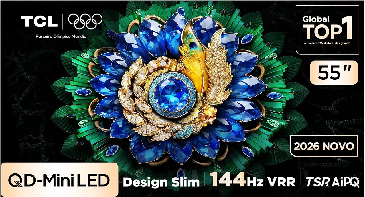 Smart TV TCL 55 Polegadas QLED Mini LED 4K A400M WiFi Bluetooth Google TV HDR10 144 Hz VRR 55A400M