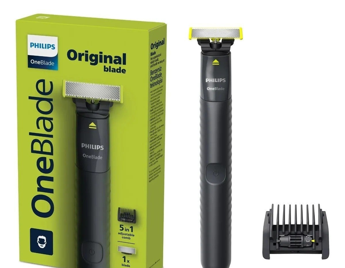 Barbeador e Aparador Elétrico Philips OneBlade com Pente 5 em 1, Sem Fio e À Prova DÁgua Qp142510
