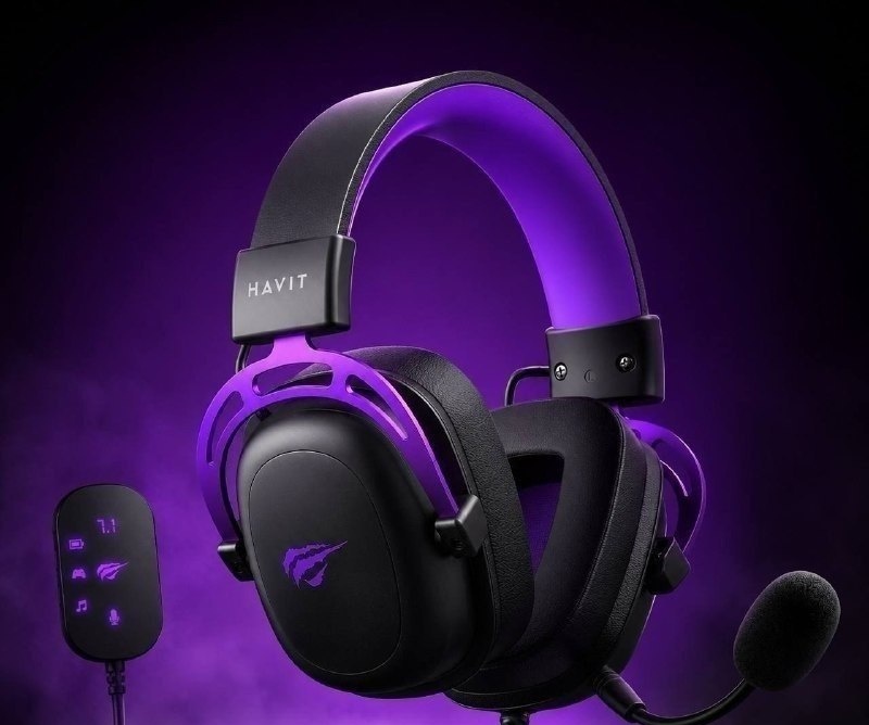 Headset Gamer Havit H2002cu Usb P2 Drivers 53mm Cor Preto E Cor preto e roxo