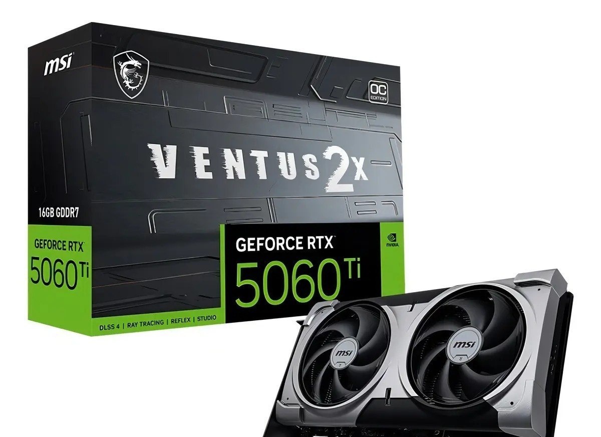 Placa De Vídeo Msi RTX 5060 Ti 16GB Gddr7 Ventus Plus 128bts