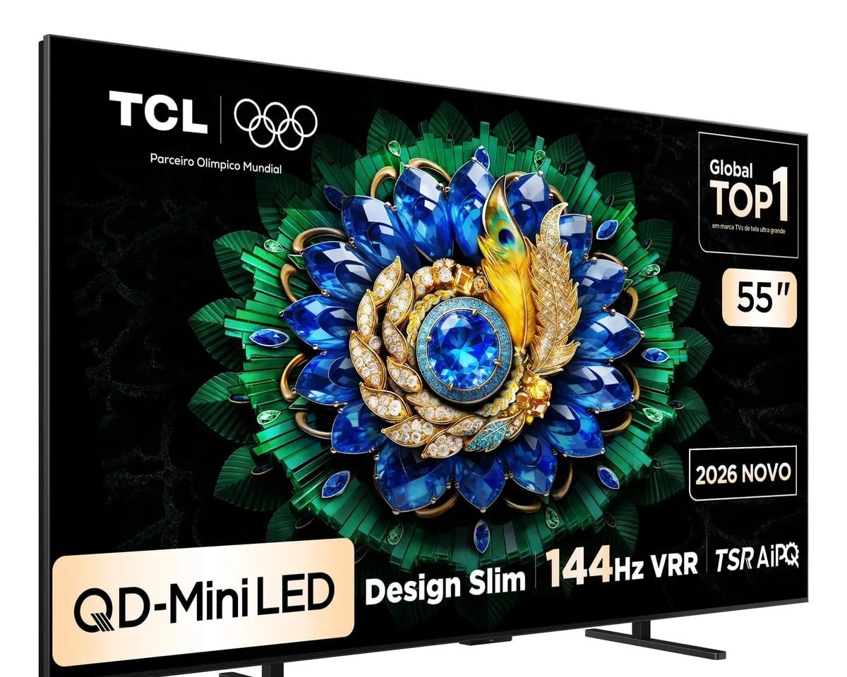 Smart TV TCL 55 Polegadas QLED Mini LED 4K A400M WiFi Bluetooth Google TV HDR10 144 Hz VRR 55A400M