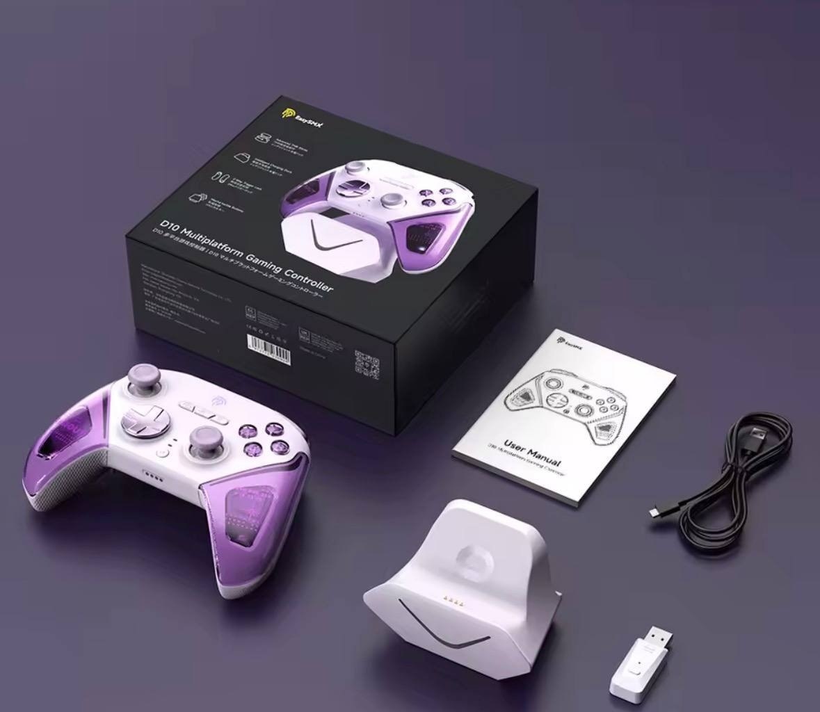 EasySmx D10 RGB Sem Fio, Com Hall Effect e Dock de Carregamento