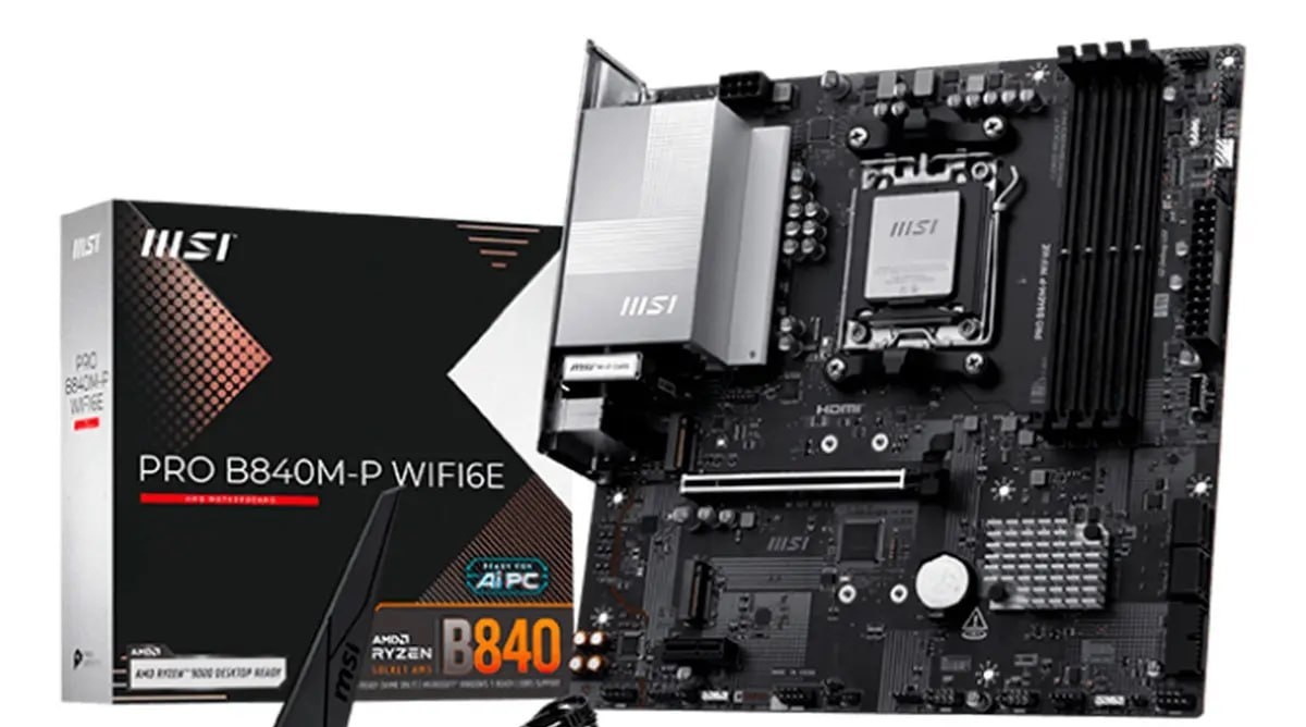 Placa-mãe Msi Pro B840m-p WiFi6e Am5 4x Ddr5 2x M.2 Pcie 4.0 USB-c WiFi 6e Bt 5.3 Micro Atx