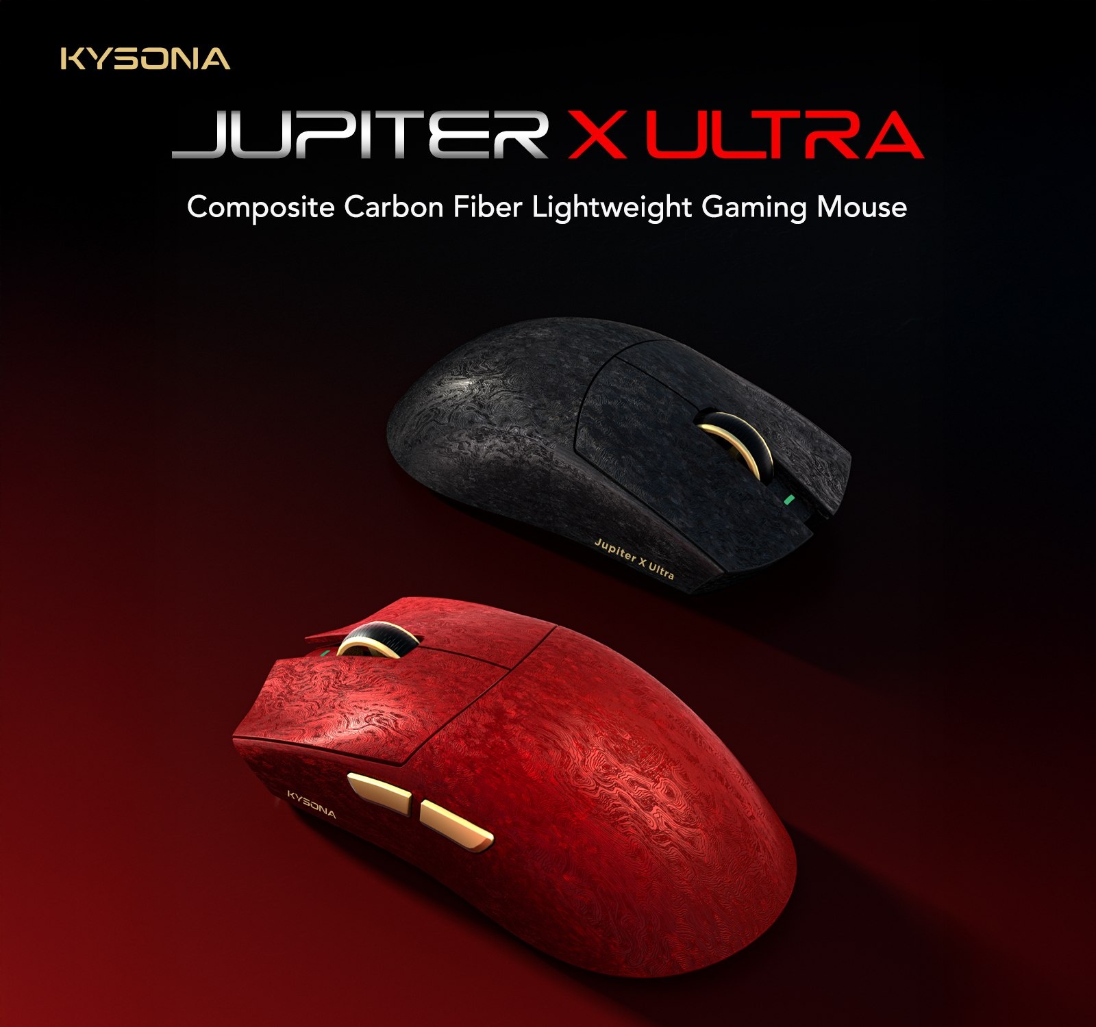 Mouse Gamer Sem Fio KYSONA Jupiter X Ultra 3950 54L15, Fibra de Carbono PAW3950