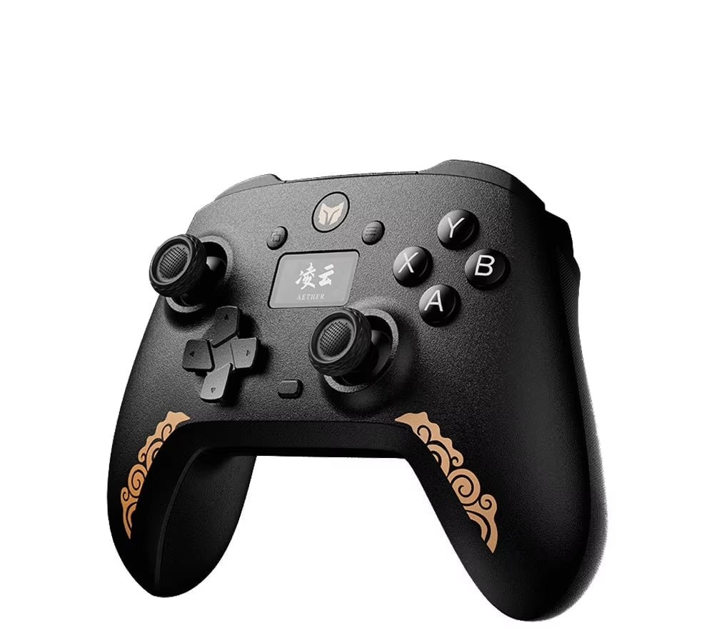Controle sem fio BIGBIGWON Aether C6 preto, 1000Hz, com tecnologia Hall e tela