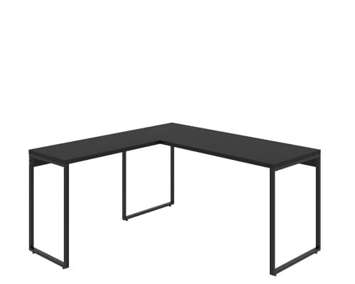 Compace Mesa Escritório L Industrial 1,50m x 1,50m Kuadra - Preto Ônix