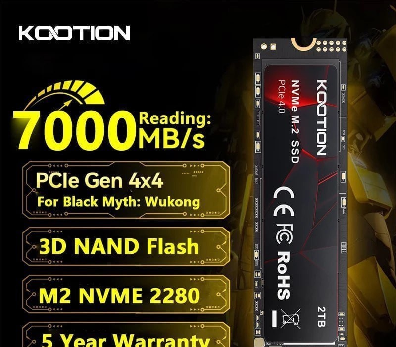 SSD 1TB NVME Kootion M2 7000MBs PCIE 4.0X4