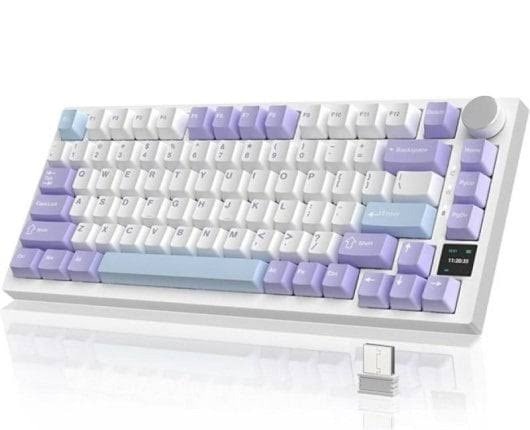 Teclado Gamer Ajazz AK820 Pro Mecânico Sem Fio Trimode Hot-Swap Layout ANSI US 75 RGB ak820pro mecanico knob volume e telinha com telinha