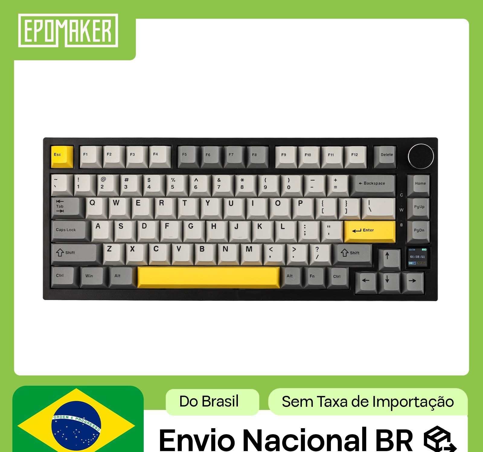 Teclado Gamer Ajazz AK820 Pro Mecânico Sem Fio Trimode Hot-Swap Layout ANSI US 75 RGB ak820pro mecanico knob volume e telinha com telinha