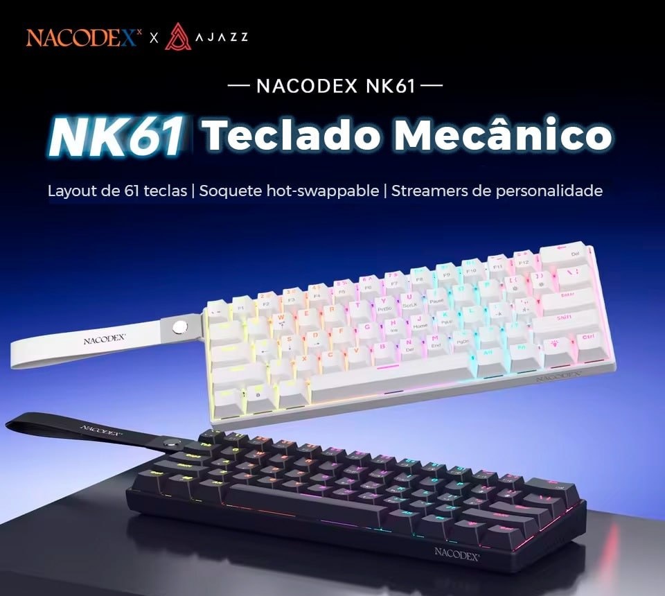 Teclado Mecânico Ajazz X Nacodex NK61, Switch Red, mecanico gamer nk 61