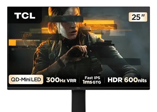 Monitor Gamer TCL 25 QLED Mini LED 300Hz Full HD G64 1ms GtG Freesync HDR 600 nits 25G64