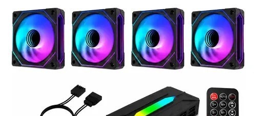 Kit 4 Fan Obsid Com Argb Pwm 5v 120mm  Controladora Preto