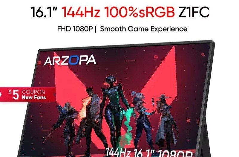 Monitor Portátil ARZOPA Z1FC 16.1 Full HD 144hz IPS portatil 100 sRGB Tipo C Mini HDMI Para PS45 Steam Deck Switch XBOX PC Mac, Z1 FC portatil