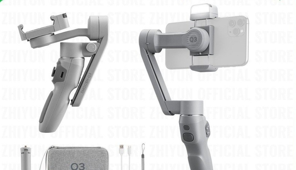 Estabilizador Gimbal Zhiyun SMOOTH Q3 suporte estabilizador portátil para celular, tripé, 3 eixos, compatível com iphone e android, oficial