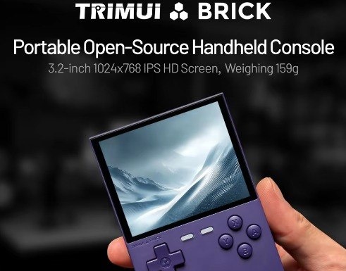 Console Portátil Retro TRIMUI BRICK CNC de Metal com Wifi, Tela IPS de 3.2p 1024x768 Linux, 3000mAh