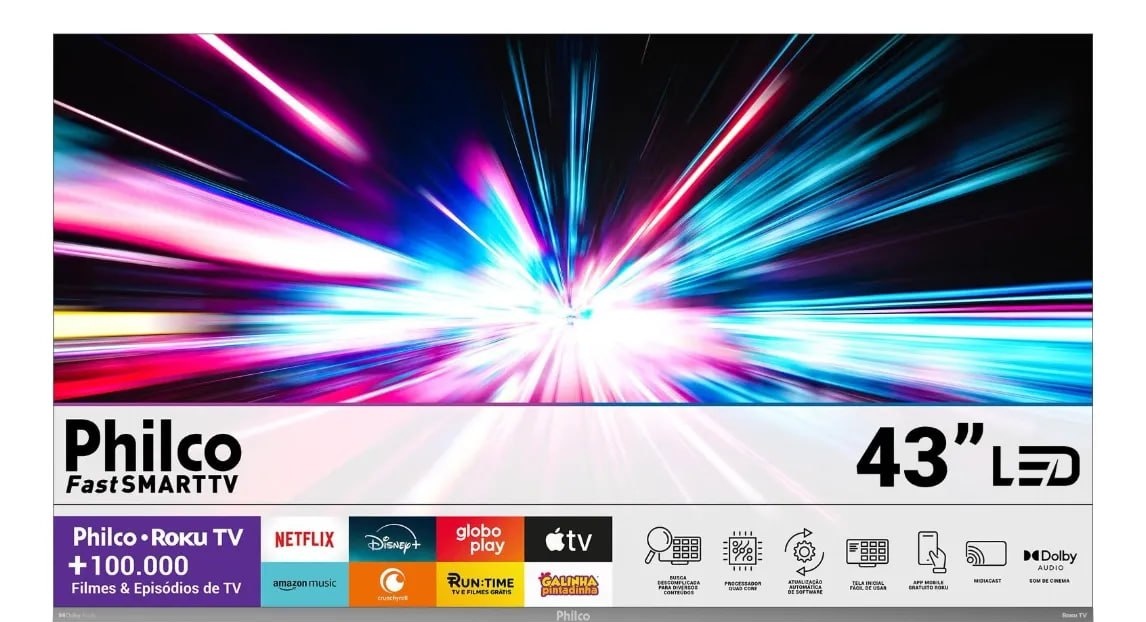 Smart TV 43 Philco Roku TV HDR10 Dolby