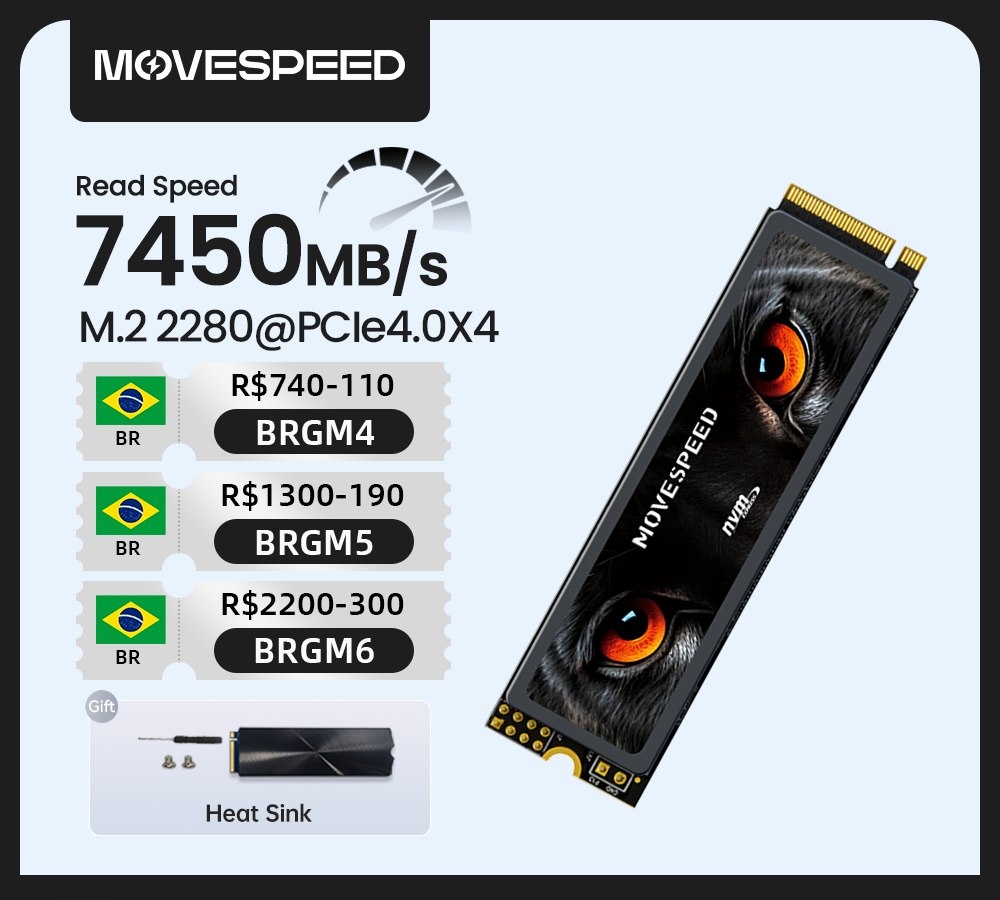 SSD Nvme Movespeed 1TB Gen4 7450 MBs