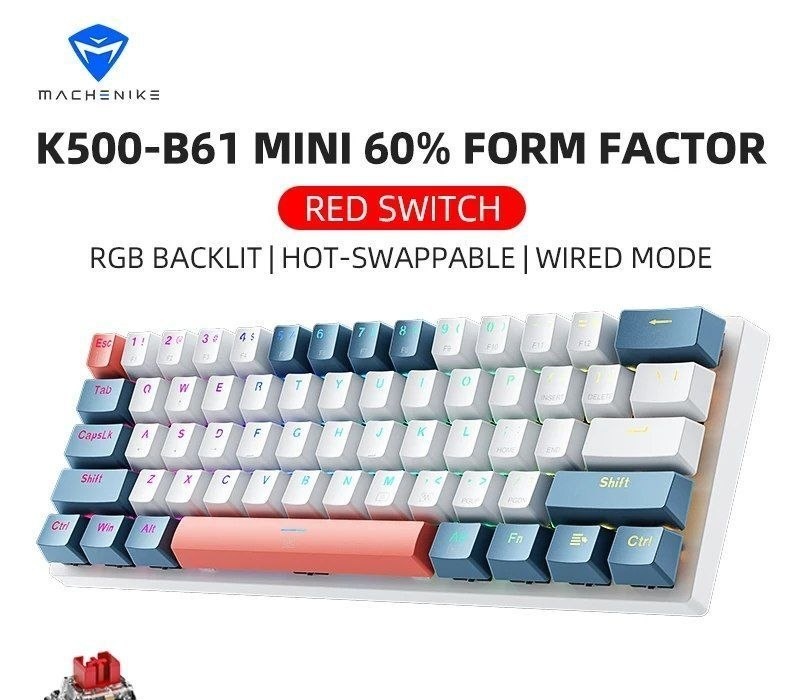 Teclado Machenike K500 - B61 Teclado mecânico RGB 60