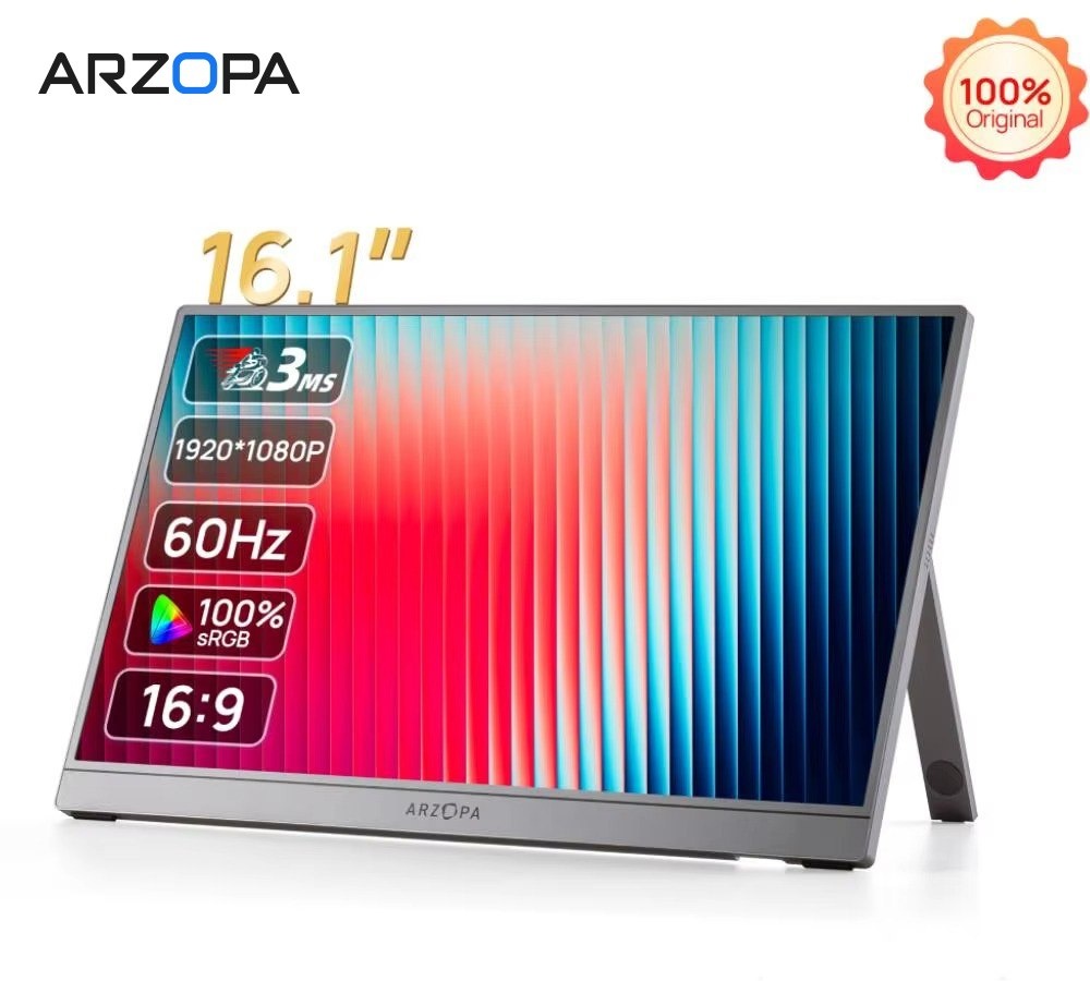 Monitor Portátil ARZOPA Z1C 16,1 Polegadas, 1080P 300cd  Tela IPS para Laptop Mac PC Switch PS Xbox Display Externo Z1 C Cinza 60hz