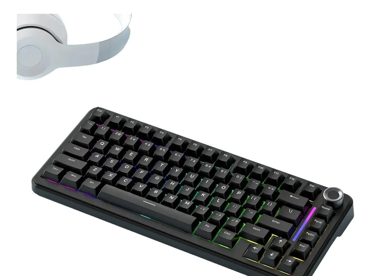 Teclado Mecânico F75 Sem Fio 75 Rgb Preto