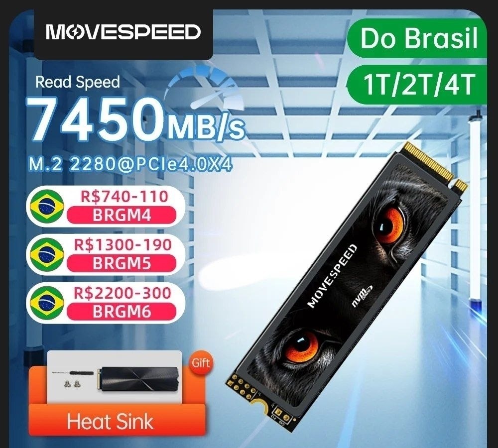 SSD Nvme Movespeed 1TB Gen4 7450 MBs