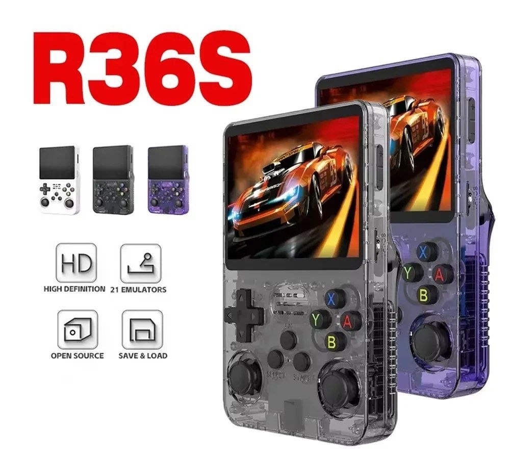 Console Retrô Portátil R36S, Tela 3.5, 64G