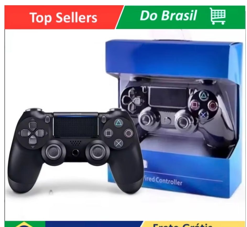 AliExpress NO BRASIL - Controle Joystick Sem Fio Compativel com PS4 Para Video Game Celular PC Bluetooth
