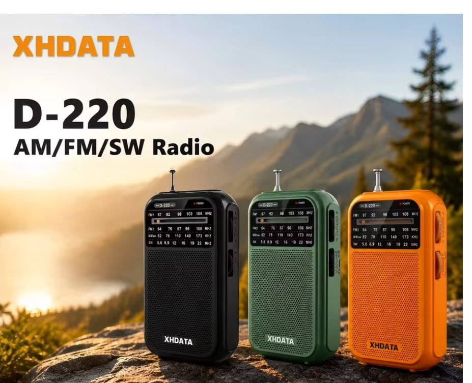 AliExpress NO BRASIL -  Rádio Portátil XHDATA DSP de Banda Mundial FMMWSW com Sintonizador,