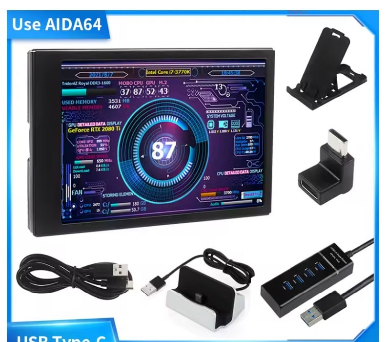 AliExpress - Tela secundária de monitoramento para PC 3.5 Polegada tipo-c