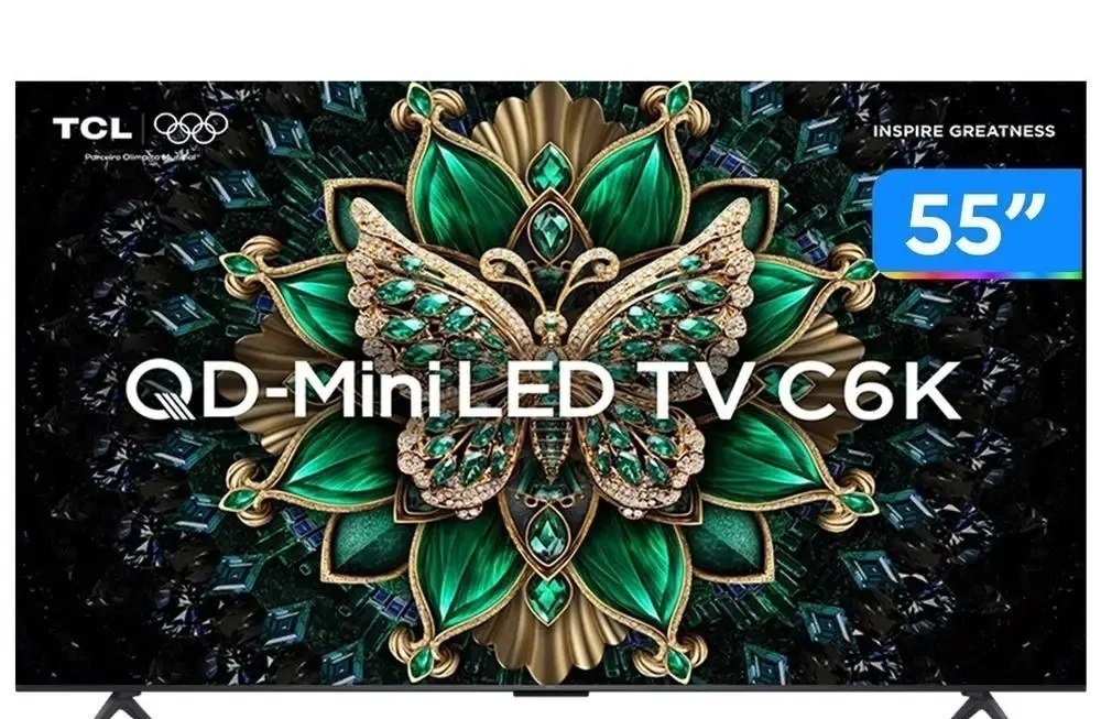 Smart TV 55 TCL 4K UHD MiniLED 55C6K 120Hz Google TV AiPQ Google Assistente 4 HDMI 2 USB 55 C6K