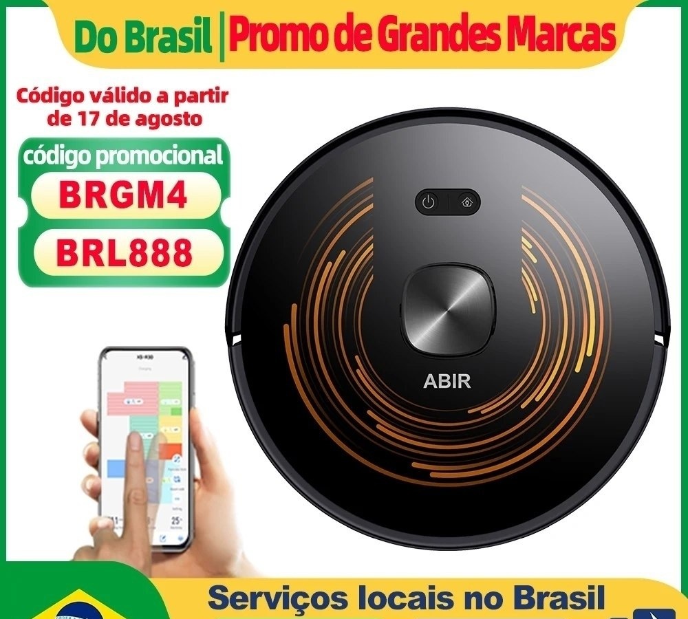 Robô Aspirador ABIR X9 Sucção 6500PA, Limpeza UV, mapeamento.