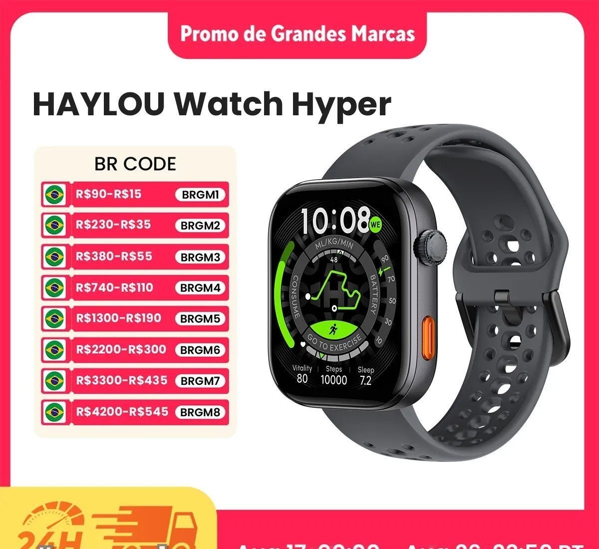 Relógio Smartwatch HAYLOU Hyper com Tela AMOLED de 1.97, Suporte a GPS de Dupla Banda, Bússola, Mapas Offline, Resposta a Mensagens, Smart Watch 5ATM