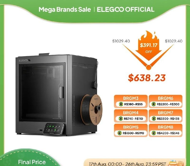 Impressora 3D ELEGOO Centauri Carbon CoreXY com impressão de alta velocidade a 500mms, nivelamento automático, pronta para uso, volume de impressão 256256256mm