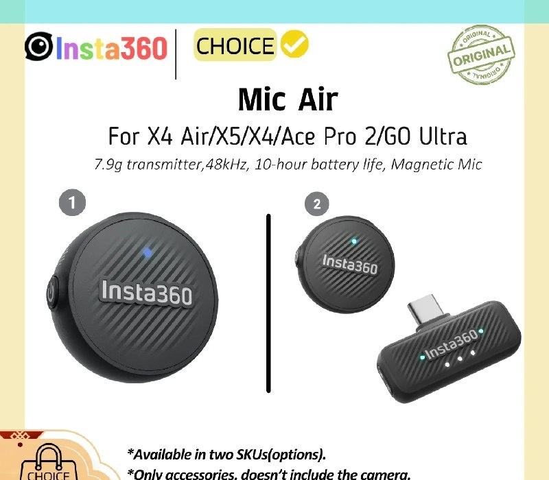 Insta360 mic air microfone mini 7.9g 7.9ghz 48khz transmissor magnético microfone para insta 360 x5 x4 ace pro 2
