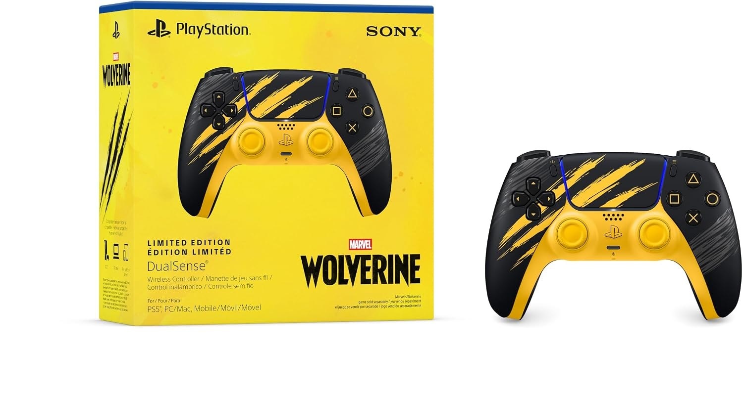 Controle sem fio DualSense  Edição Limitada Amarelo Marvels Wolverine Ps5