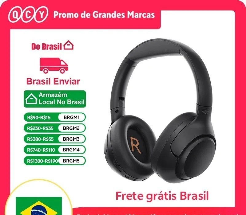 Headphone QCY-H3 ANC Auscultadores sem fios, Bluetooth 5.4, Hi-Res Audio, Over Ear Headset, híbrido Active Cancelamento de Ruído, Auscultadores, 60H, 43dB