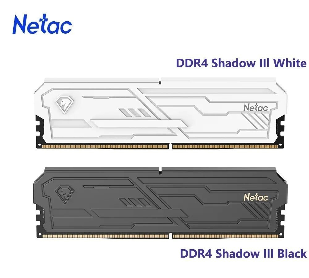 Memória Ram Netac Shadow 3 3200mhz DDR4 AMD RYZEN INTEL e XEON, Memoria Black 8GB 16GB 32GB 1x8 1x16