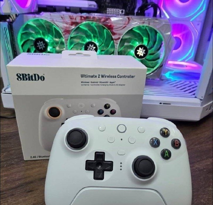 Controle 8BitDo Ultimate 2 Wireless com Dock, RGB, Joystick TMR, Motion Control, Trigger mode, sem fio, 1000mAh, trimode Bluetooth 2.4 usb-c, 1000hz, botões extras